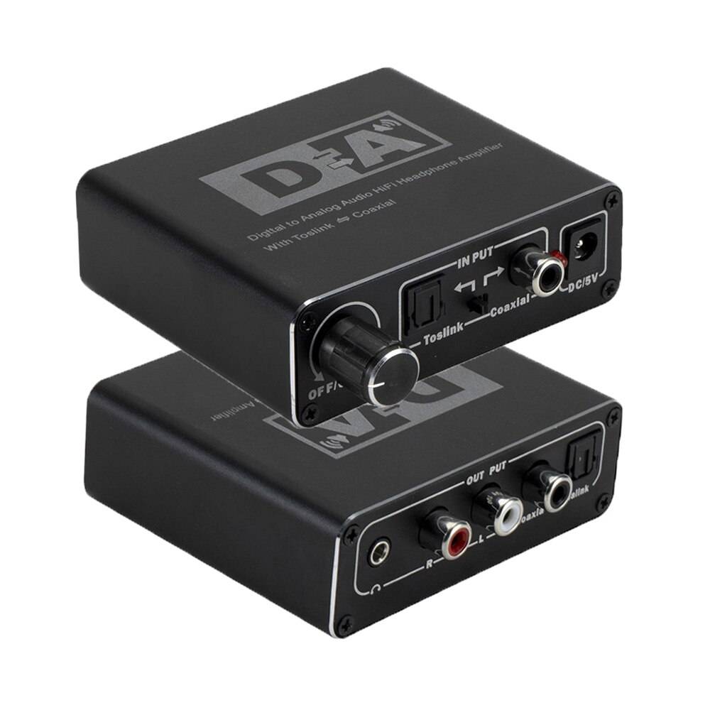 24 bit digital till analog omvandlare 3.5 jack rca dac spdif förstärkare avkodare optisk fiber koaxial för hörlurar med volymratt