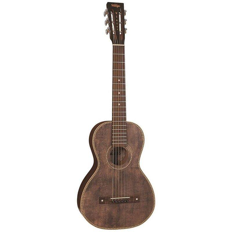 Vintage Viator Paul Brett Electro-Acoustic Travel Guitar - Antiqued