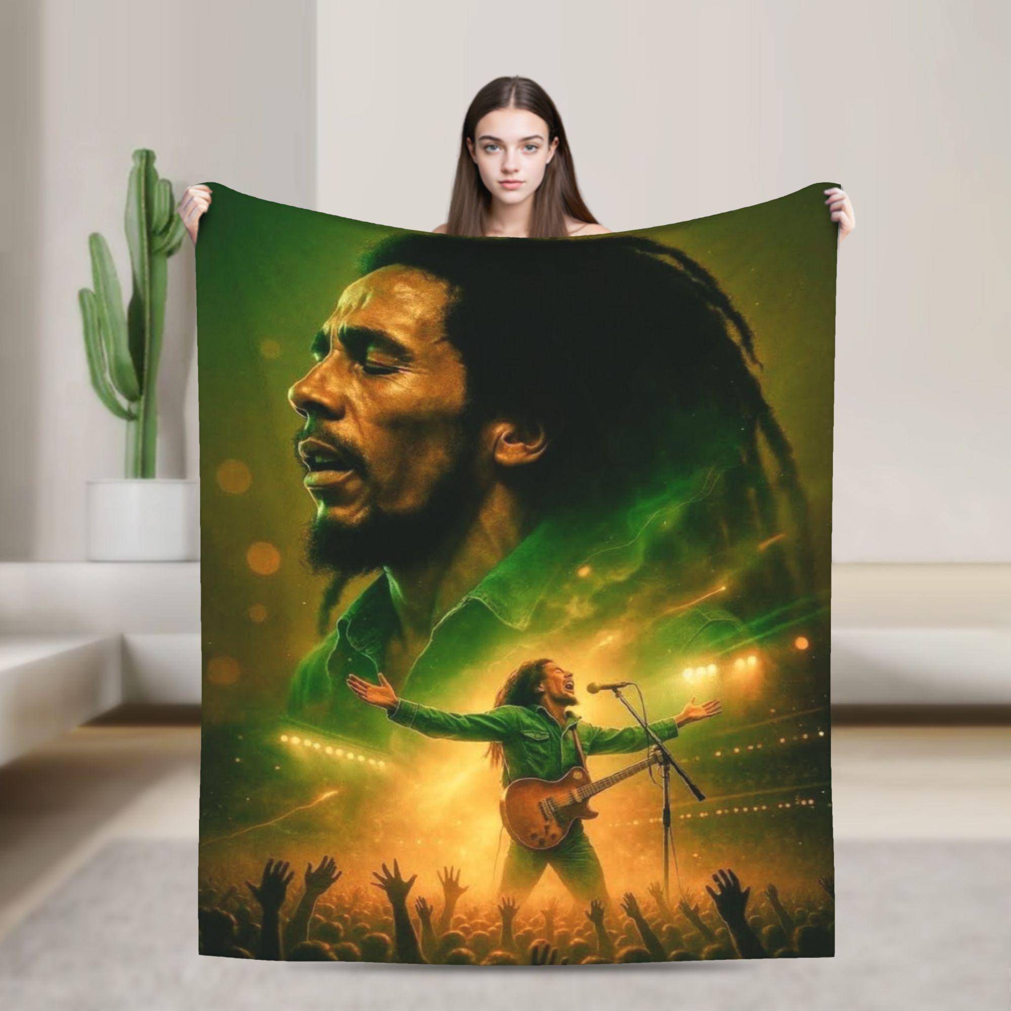 Bob Marley Filt Reggae Musik Fluffig Vintage Varm Pläd för Sängkläder Vardagsrum Textil Dekor,