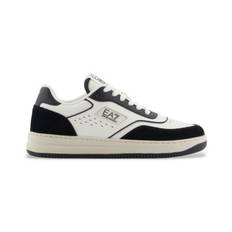EA7 unisex. X8X190_XK405 Träningsskor i läder, vit, svart (46), Hud, Karta, Nyckelband, Casual, Deportivo, Multisport - Svart, Vit (46)