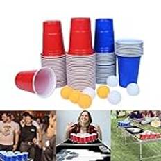 Suusolny ölpong mugg set öl pong mugg med 200 muggar (40 ml) & 20 bollar festmugg dryckesbägare återanvändbara muggar plastmuggar för fest födelsedag fest drickspel festspel