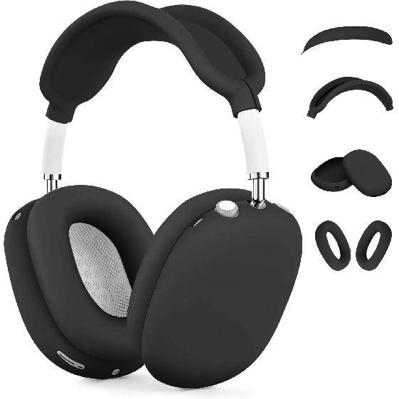 [4 i 1] Fodral för Airpods Max Hörlurar, för Airpods Max Öronkåpsskydd/Bygelskydd/Max Bygelkudde(USB-C/Lightning)(2024/2020), Silikonskydd vit