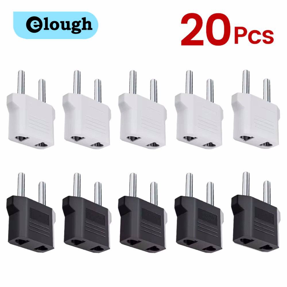 Elough 1-20pcs Electrical Socket Plugs Adapters US to EU Plug Power Travel Converter American China KR To Europe Plug Adapter