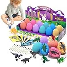 Dinosaurie Dig Kit, Dinosaur Egg Excavation Dig Kit, Dig det dinosaurieägg, Pedagogiska 12-pack roliga dinosaurieägg utgrävning STEM-aktiviteter för påsk Korgstrumpa