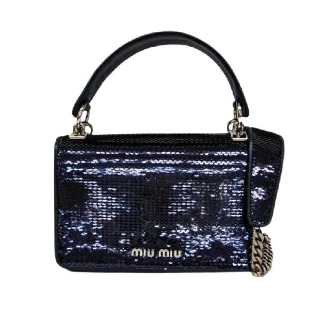 Miu Miu Pre-owned Pre-owned Chain skuldertaske 5Bh107 - Vintage - Dame - Blå - ONE SIZE - Uld