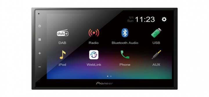 Pioneer DMH-A340 DAB, bilstereo med 6.8" skärm, Bluetooth, DAB+ och 3 par lågnivå