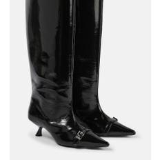 Ganni Eyelets faux leather knee-high boots - black - EU 35