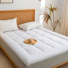 1pc Foldable Mattress Pad For Deep Sleep Queen King Full Size Soft Breathable Mattress Topper Cover Down Alternative Mattress Protector With Elastic B - White - Multi-size