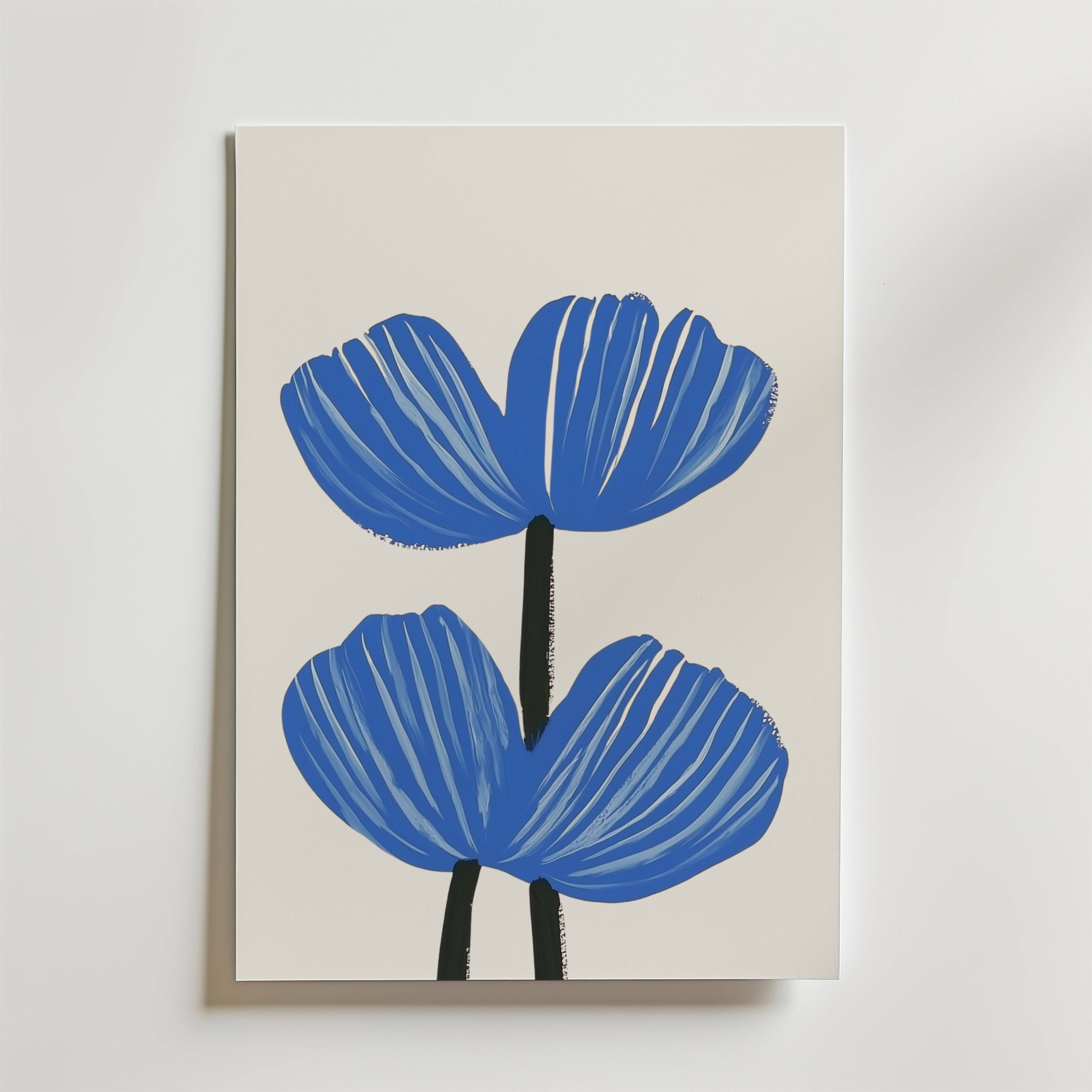 Blue floral Botanical Home Poster - Premium Canvas 50x70 cm