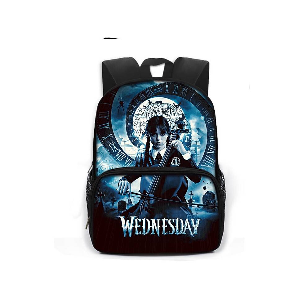 (DarkBlue)Wednesday The Adams Family Backpack Large Capacity Schoolbag Travel Bag Kid Gift