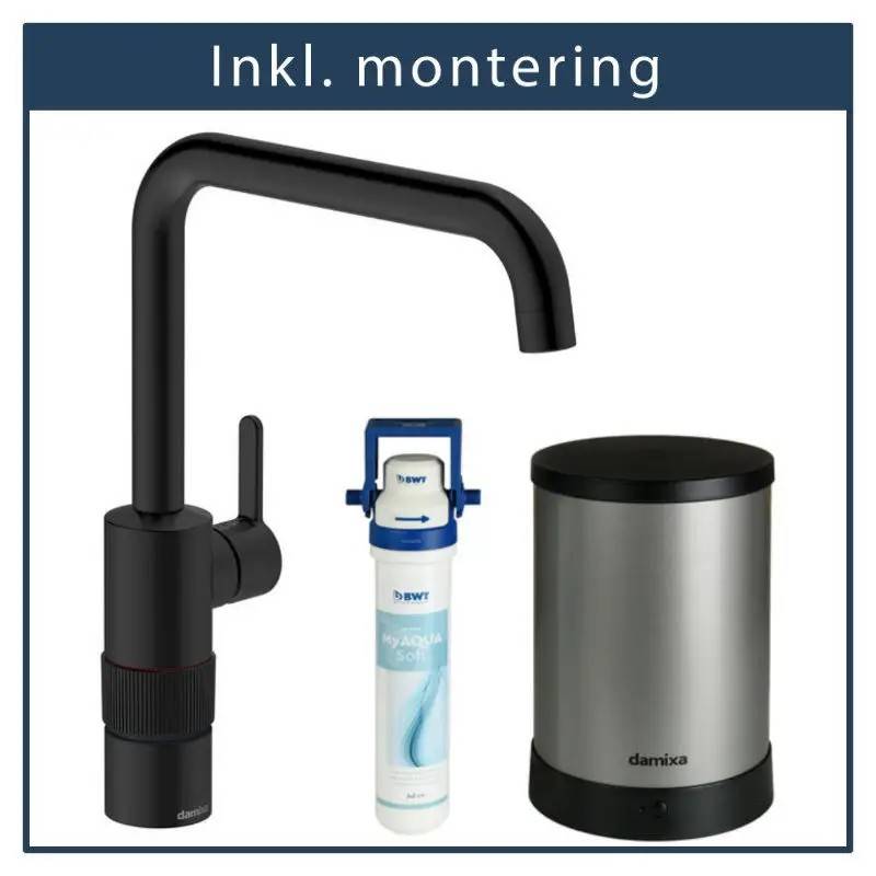 Inkl. montering Damixa Silhouet instant kogende vandhane, mat sort