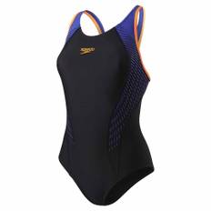 Speedo Badedragt Fit Laneback til Kvinder sort/lilla/orange Str. M lilla