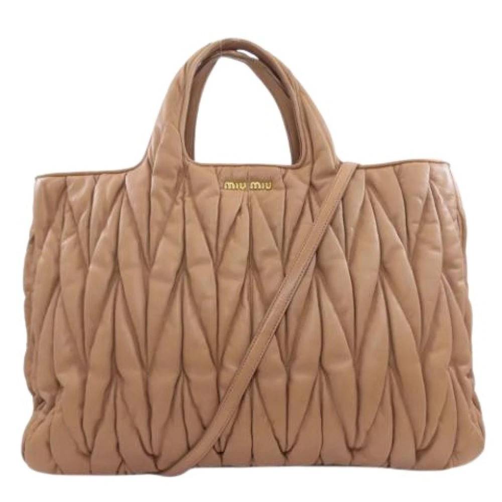 Miu Miu Pre-owned Pre-owned Lambskin Tote Bag - Vintage - Dame - Brun - ONE SIZE - Læder