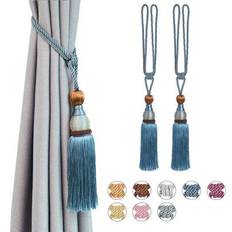 2st/set Tofsad gardinbindare, modern avslappnad stil polyester nätkula & handvävda rep dekorativa gardinhållare, justerbara gardintillbehör för sovrum - Multifärgad (En-Storlek)