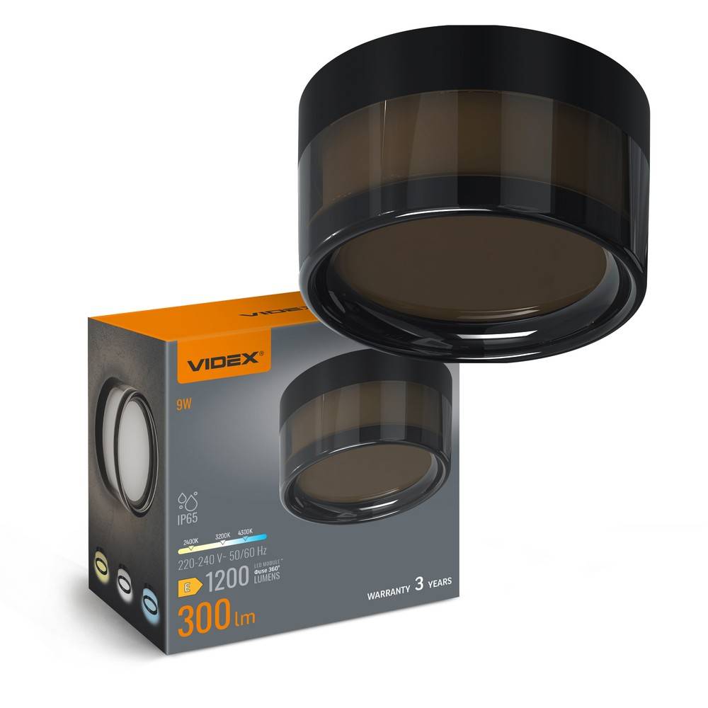 9W Rund svart bulkhead vägg/taklampa - IP65, 111lm/W, RA90, CCT, Ø14cm, utomhus - Kulör : Extra varm