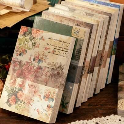 100 ark/bok vintage scrapbookingpapper, DIY dekorativa brevpapper, julklappar, hantverksmaterial, personlig scrapbooking, skolmaterial (8 blandade sti - Multifärgad (En-Storlek)