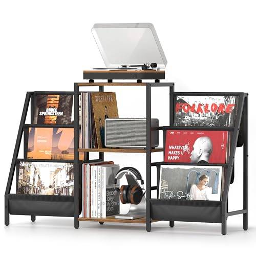 Förvaring Med Skivspelare Stativ - Upp Till 280 Album, Skivspelarskåp Med CD-rack för Vinyl Media Stereo