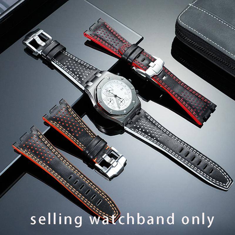 För Audemars Piguet AP Royal Oak Offshore Serie 26470 15703 15710 Hackat Läderarmband 28mm Armbandsrem Tillbehör