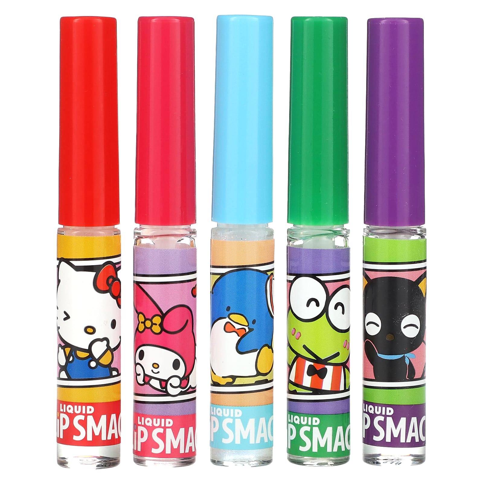Lip Smacker, Hello Kitty and Friends, liquid lip gloss, everlasting best flavor, 5 packs, 14 ml (0.45 fl oz)