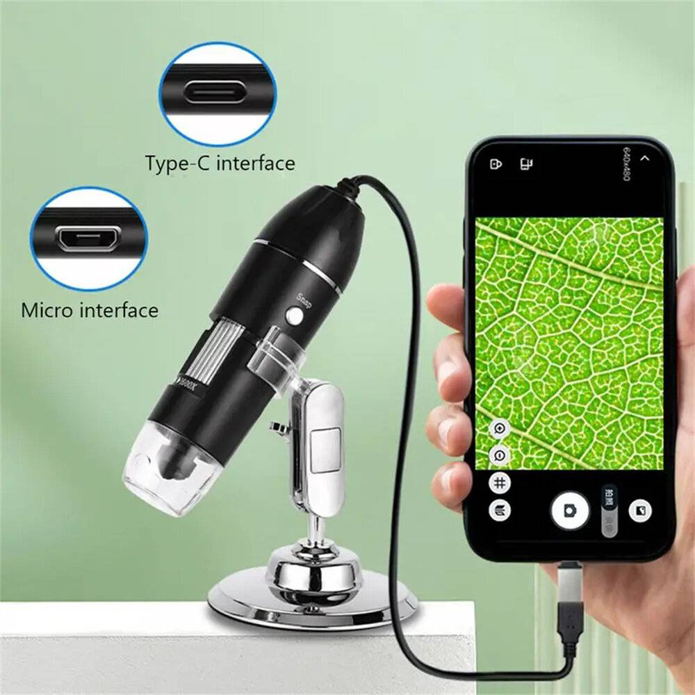 3 i 1 1600X digitalt mikroskopkamera Type-C USB-portabel hög upplösning LED-förstoringsglas för lödning och mobiltelefon