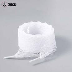 1pair Lace Shoelaces, Ballet Style, White Silk Lace Trim For Women Men Sneakers Shoes Men Trainers Running Shoes Summer - White - 120cm,140cm,100 cm