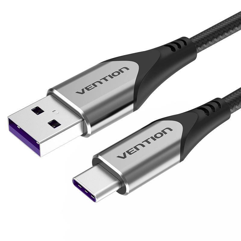 Vention 5A USB Type-C Cable for Huawei Mate 30 20 P40 P30 P20 Pro 40W Fast USB Charging Type C Charger Cable USB C Data Cable 0.25m grå