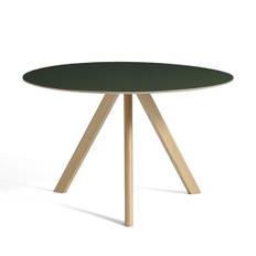 HAY CPH20 Round Table - Ø120cm - Eg Sæbe - Grøn Linolium Top