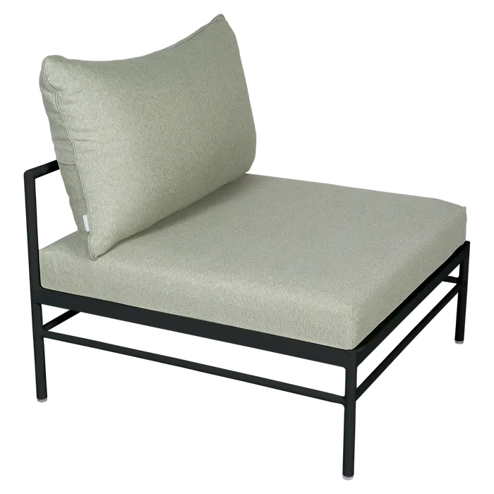 Fermob, Rivage Low chair - 42 Liquorice / Meadow green - 100% acrylic fabric - Mix collection