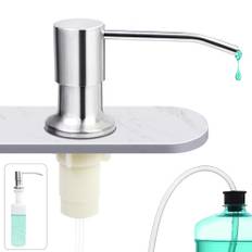 HUAERSICO Diskmedelsdispenser kök installation, tvålpump installation med pump i rostfritt stål och 1,0 m förlängningsslang för diskbänk och tvättställ, silver