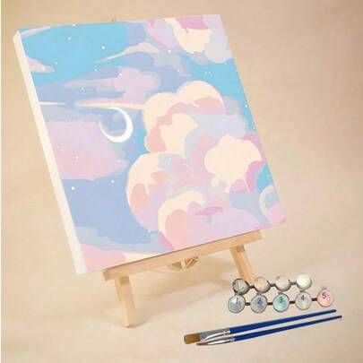 1st Paint By Numbers Kit För Vuxna Nybörjare, Månen, Fräsch stil, 20 Wx20 L Eller 30 Wx30 L Canvasbilder, Ritning Målning Med 2 Styck Penslar, Akrylpi - Multifärgad (20cm*20cm,30cm*30cm,20cm*20cm+30cm*30cm)