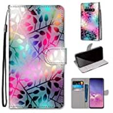 Samsung Galaxy S10-fodral, SATURCASE vackert PU-läder flip-magnet plånbok stativ kortplatser handrem skyddande fodral för Samsung Galaxy S10 (DK-20)