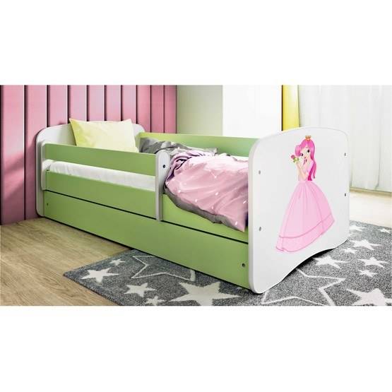 Kocot Kids Barnsäng - Babydreams Grön Med Låda Och Madrass - Prinsessa 180x80 Cm