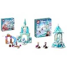 LEGO Disney Princess Elsas frostiga slott Byggsats med Leksaksslott, från 4 år 43238 & LEGO Disney Frozen Anna and Elsas magiska karusell Byggsats med Leksaksslott, från 6 år 43218