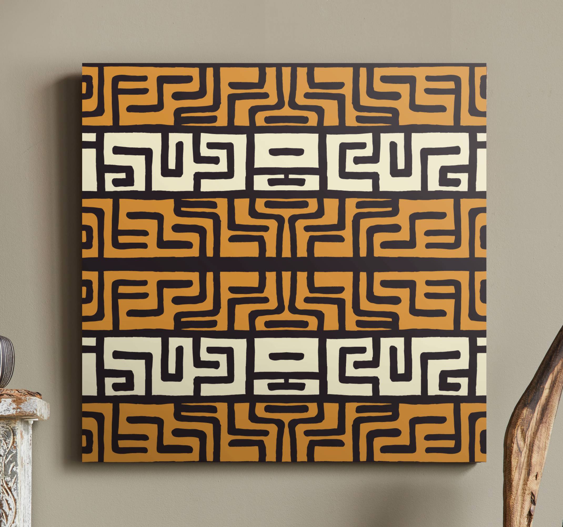 Afrikansk stil abstrakt mönster abstrakt inramadcanvas tavla