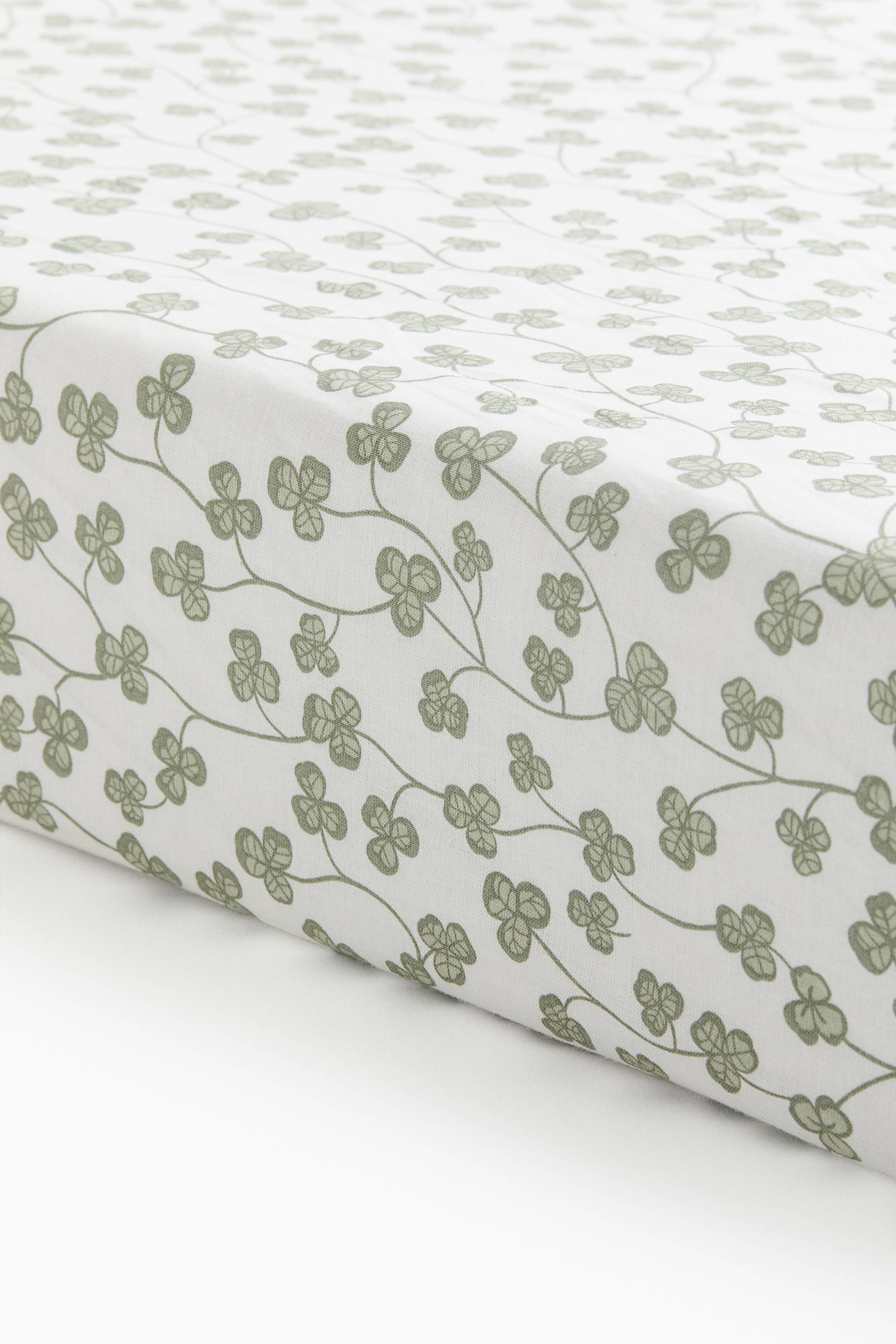 Baby - H&M Home - Dra-på-lakan för spjälsäng - Vit/Klöver - size: 60x120 (60x120)