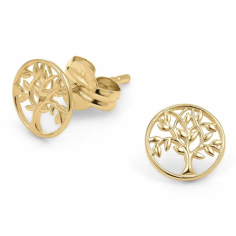 6,5 mm livets træ ørestikker i 9 karat guld - Gold Collection - Livets træ smykker