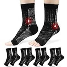 ACWOO Plantar Fasciitis-strumpor, 4 par neuropatistrumpor Ankelkompressionsstrumpor för kvinnor män, fotledsstöd för flygning, löpning