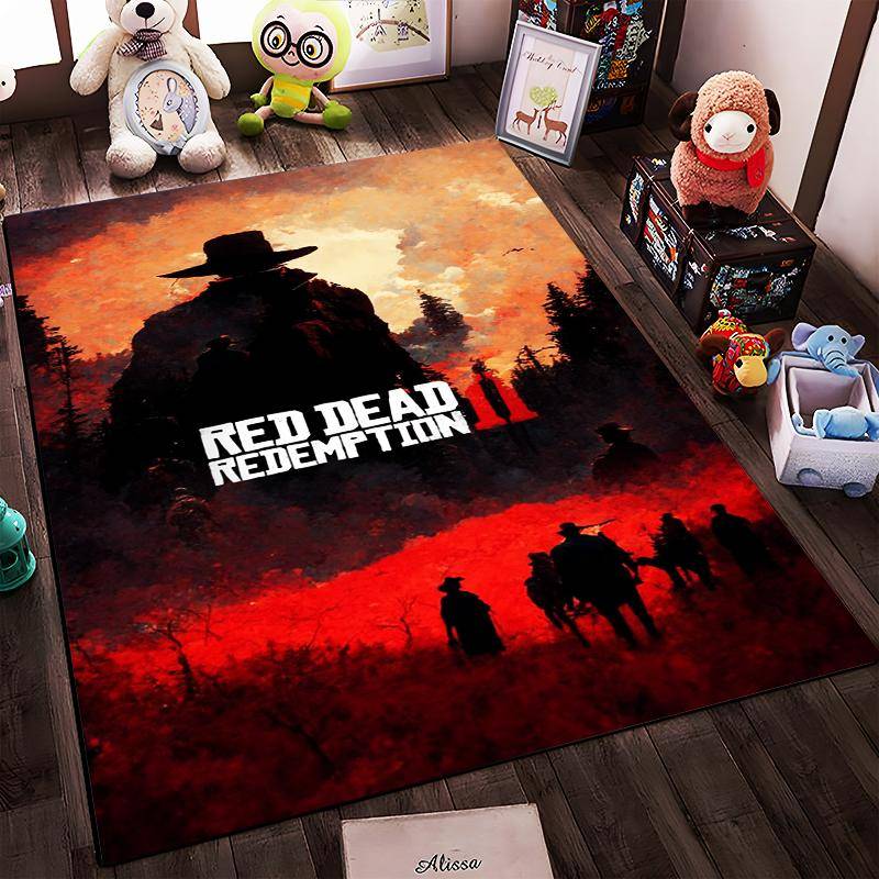 Red Dead Redemption 2 Western Cowboy Matta Halkfri matta lämplig för soffor i vardagsrum och sovrum.
