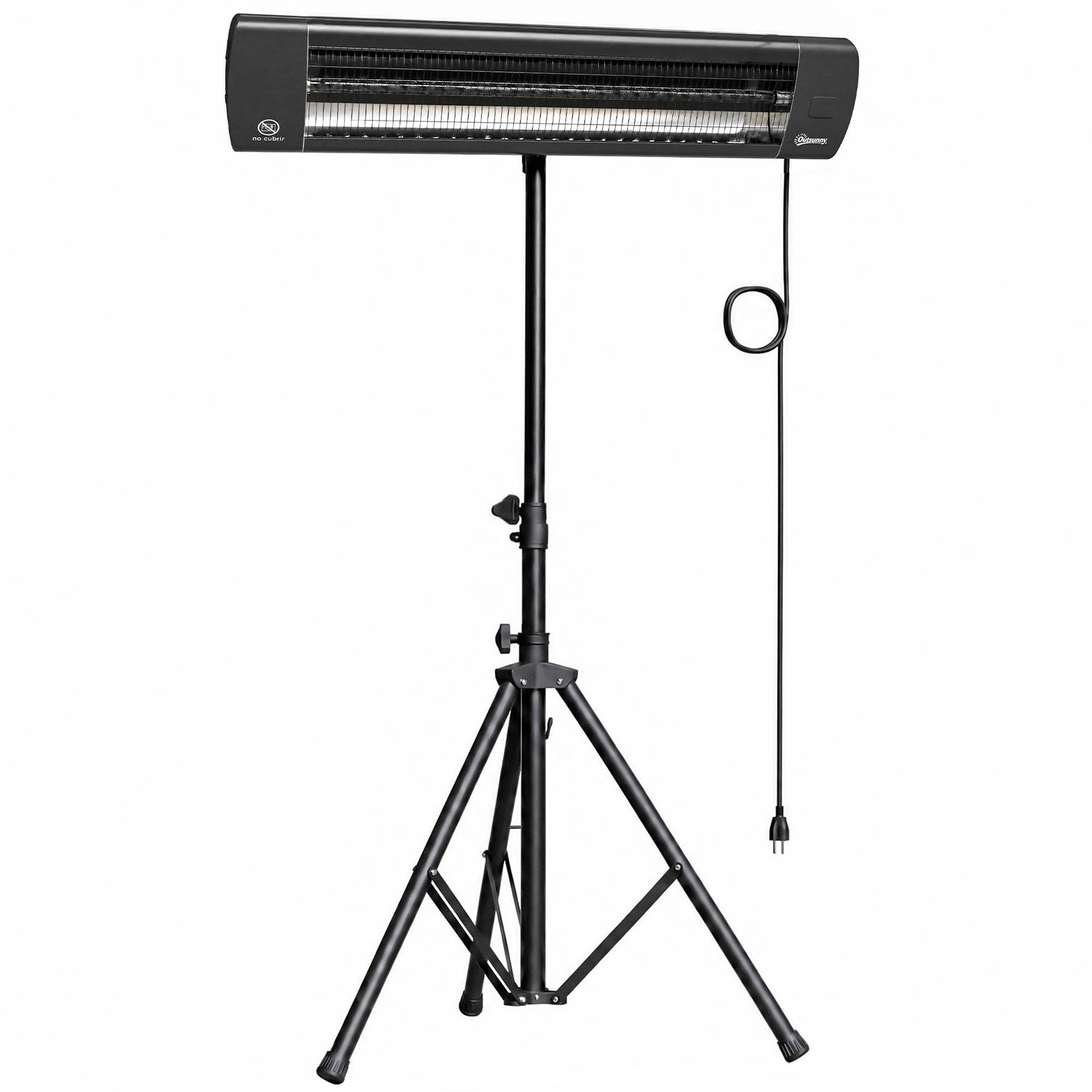 Outsunny 2500 W Electric Infrared Patio Heater, IP65 Outdoor Garden Heater with Tripod, 3 Heat Settings, 24H Timer, Black