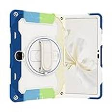 Tablettskydd Barnfodral Compatible with Huawei Honor Pad 9 12,1 tum, elastiskt fäste med flera vinklar + 360° justerbar vridbar handrem Tre-i-ett splitterbeständigt skal, fallsäker, axelrem Hemma för