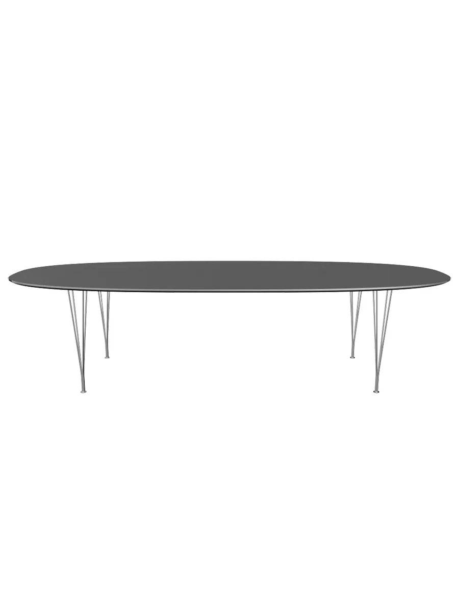 Piet Hein B617 Superellipse spisebord, 300 x 130 cm fra Fritz Hansen Grey Bromo m. alukant - Krom stel - Jacobsen Plus