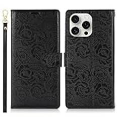 Telefontillbehör Compatible with iPhone 13 Pro Max Wallet Case, PU Leather Magnetic Snap Flip Folio Case with Card Holders Kickstand & Lanyard Shockproof TPU Inner Shell Phone Cover Compatible with iP