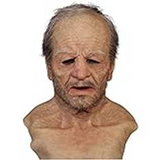 Halloween Gamla Män Skräckmask, Läskig Realistisk Ansiktsmask för Människor, Vuxna Skrynkla Latex Gammal Man Kvinna Mask Cosplay Rekvisita (A)