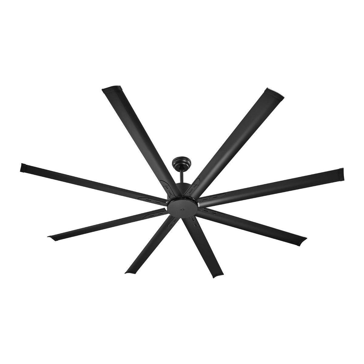 213 cm Aluminum Ceiling Fan Without Light Remote Control DC Motor Black