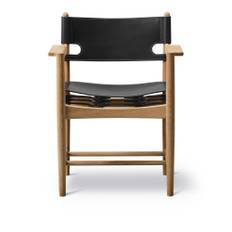 Fredericia Furniture - The Spanish Dining Armchair, Oak oiled, Black leather - Spisebordsstole - Børge Mogensen - Sort - Læder/Træ