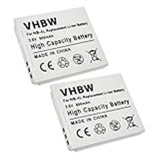 vhbw 2 x batteri ersättning för Canon NB-4L för kamera (600 mAh, 3,6 V, Li-Ion)