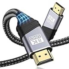 TEFLOTY HDMI 2.1-kabel 8K - HDMI-kabel med ultrahöghastighet 48 Gbps 8K@60Hz 4K@120Hz 7680P eARC HDCP 2.2&2.3 DTS:X Dynamisk HDR Dolby Atmos Kompatibel med HDTV, PS5/4/3, Xbox Series X/S, Monitor Mer.