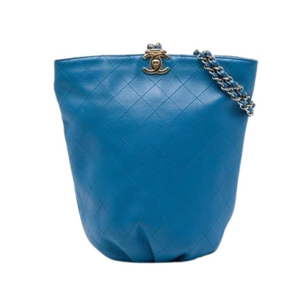 Chanel Vintage Pre-owned Quilted Leather Backpack - Vintage - Dame - Blå - ONE SIZE - Læder