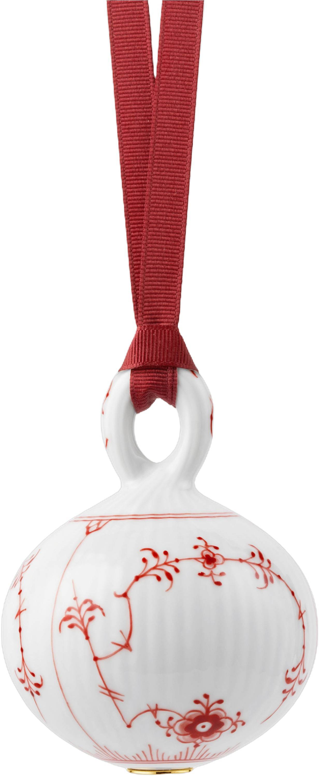 Royal Copenhagen Christmas Bauble 9,5cm Red Fluted Pl - 7,0 Figurer Från Magasin - Rød (7,0)