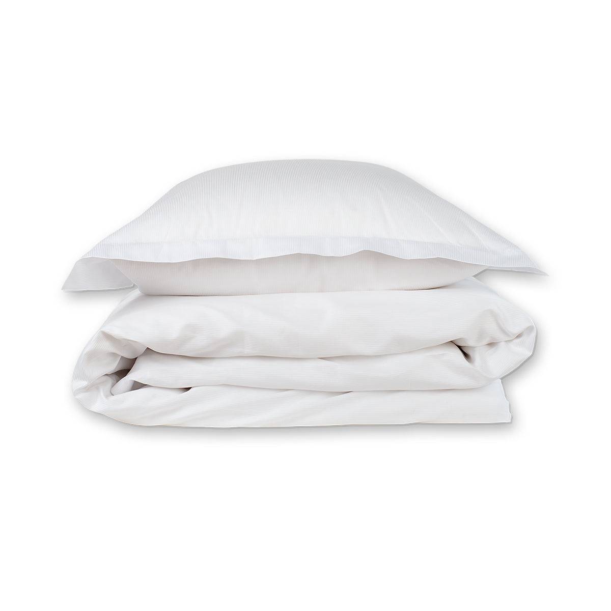 Cotton Sateen White Fine Striped - Duvet Cover - 140x220 cm